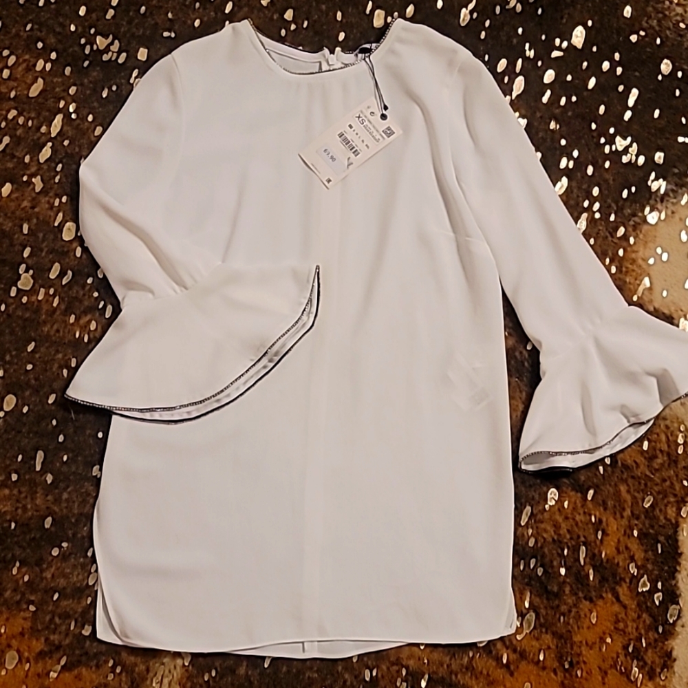 Zara blouse, white black xs new